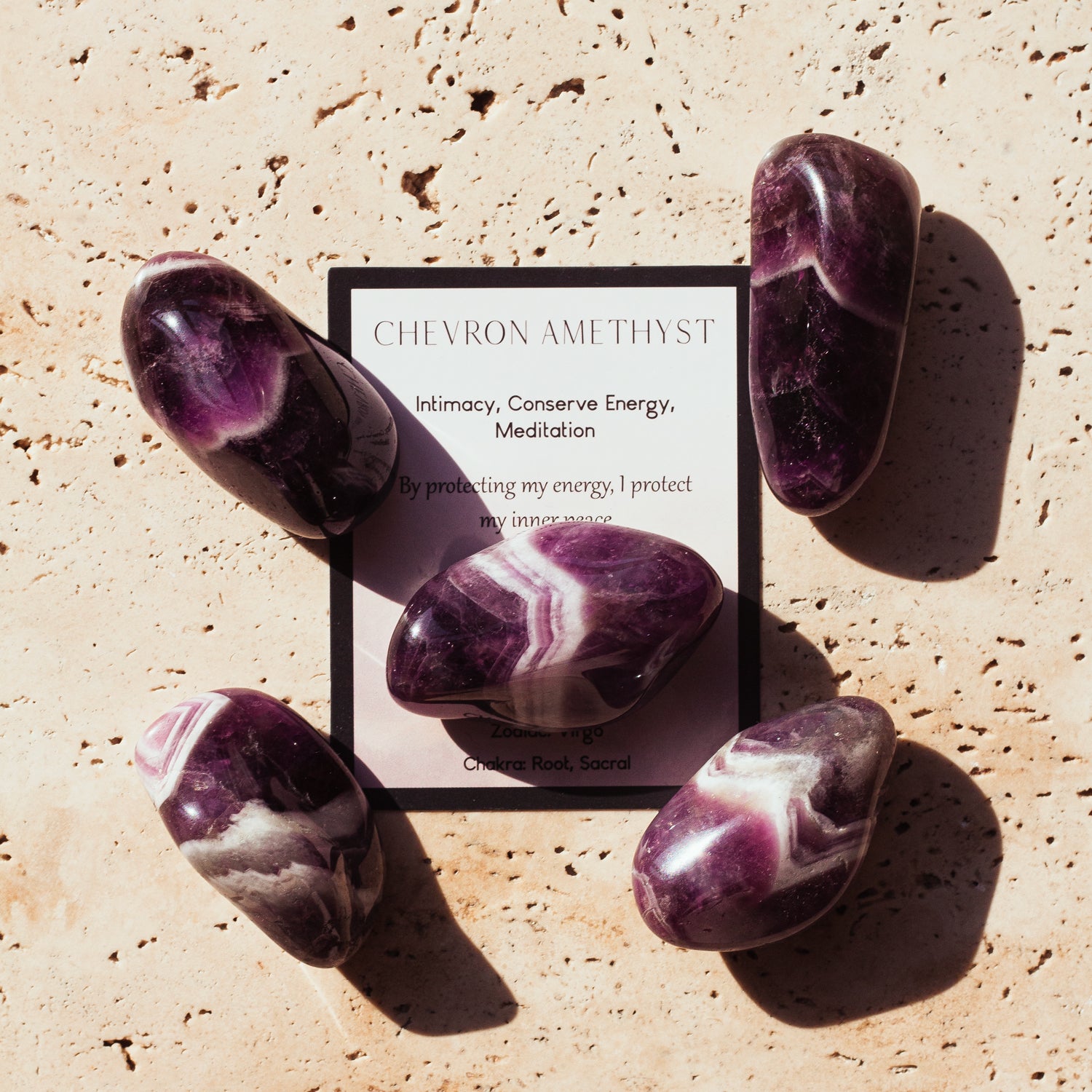 Chevron Amethyst Tumble Stone
